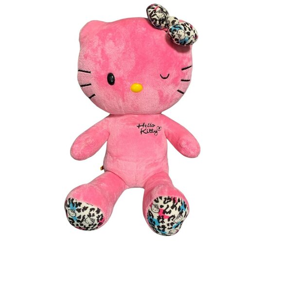 Vtg Build-A-Bear Hello Kitty Pink Plush Winking Eye Sanrio Leopard Bow Outfit - Picture 7 of 12